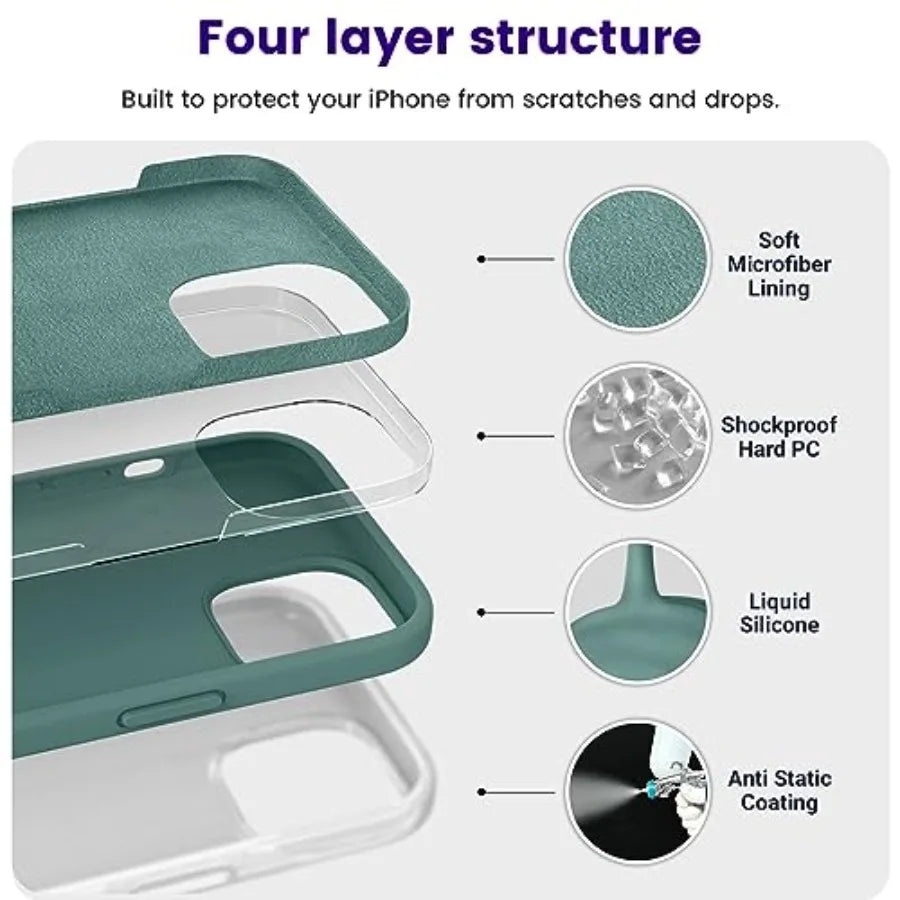 Designed for iPhone 15 Case, Silicone Shockproof Slim Thin Phone Case for iPhone 15 6.1 inch Pine Green
