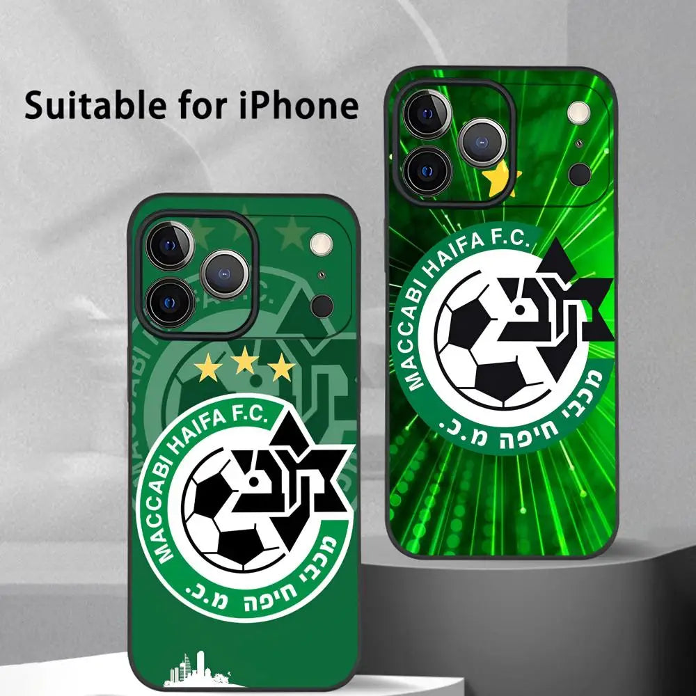 Flag M-Maccabi H-Haifa Phone Case For IPhone 17 16 15 14 13 12 11 Pro Max Plus Mini Black Frosted Soft Shell Funda