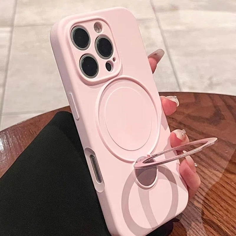 For iPhone Air 17 Pro Max Luxury Liquid Silicone Magsafe Magnetic Stand Phone Cover On 16 15 14 13 Bumper Protector Holder Case