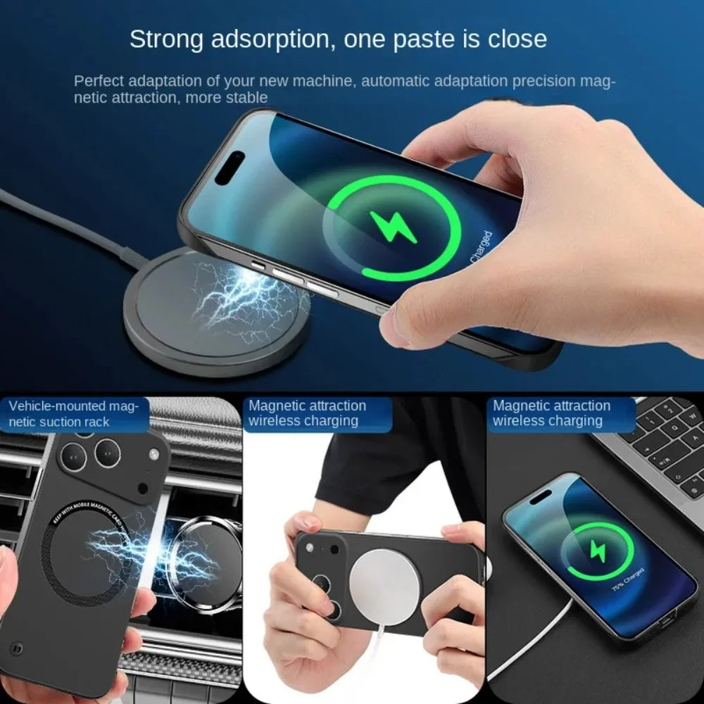 Ultra Slim PC Frameless Case For iPhone 17 Pro Max Air 14 15 Plus 13 12 11 16 Pro Max 16E For Magsafe Magnetic Candy Phone Cover
