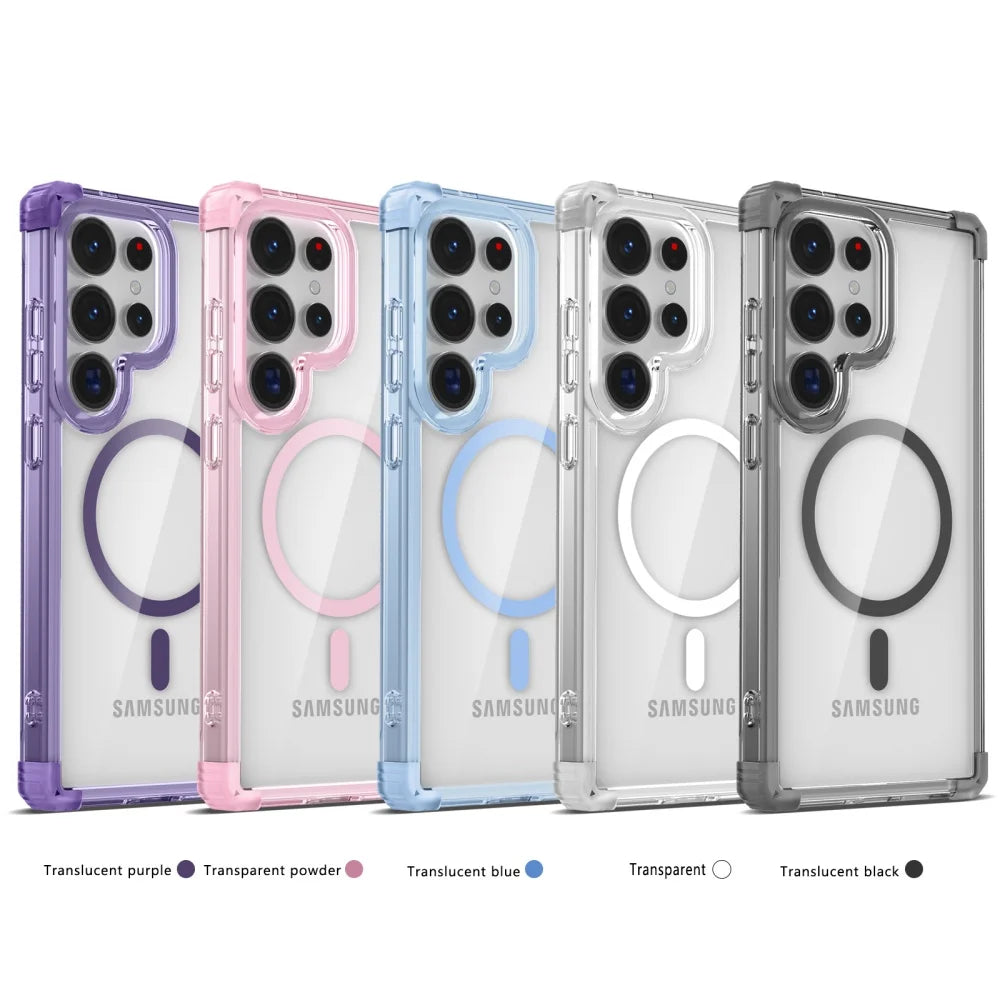 New Transparent Airbag Phone Case for Samsung Galaxy S26 Ultra S25 S24 Plus S23 FE S22 S21 Ultra Magnetic Clear Shockproof Cover