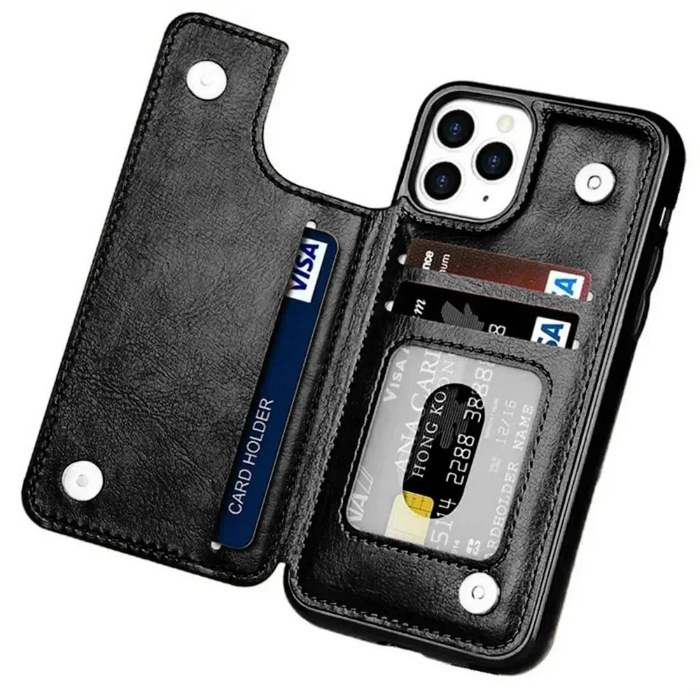 Wallet Flip Phone Case For iPhone 16 15 Pro Max 14 11 13 12 Mini XR 7 8 Plus SE 2020 2022 Card Slots Holder PU Leather Cover