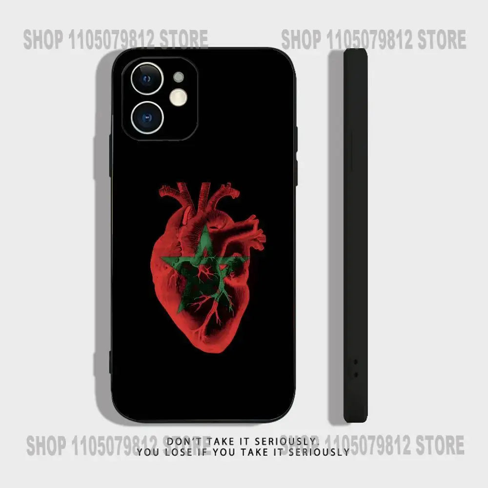 Morocco Flag Phone Case For iPhone 17 16,15,14,13,12,11,Pro,XS,Max,XR,Plus,Mini Soft Silicone Black Shockproof