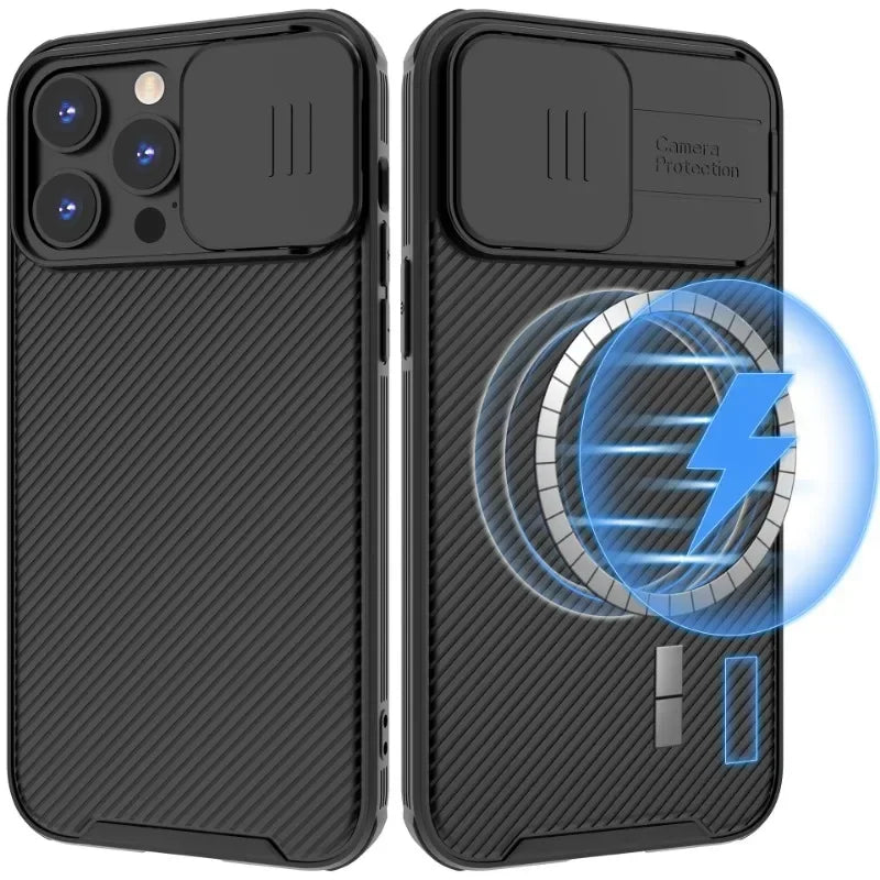 Magnetic Case For iPhone 17 16 16e 15 14 13 12 11 Pro Max Push window protection lens Cover