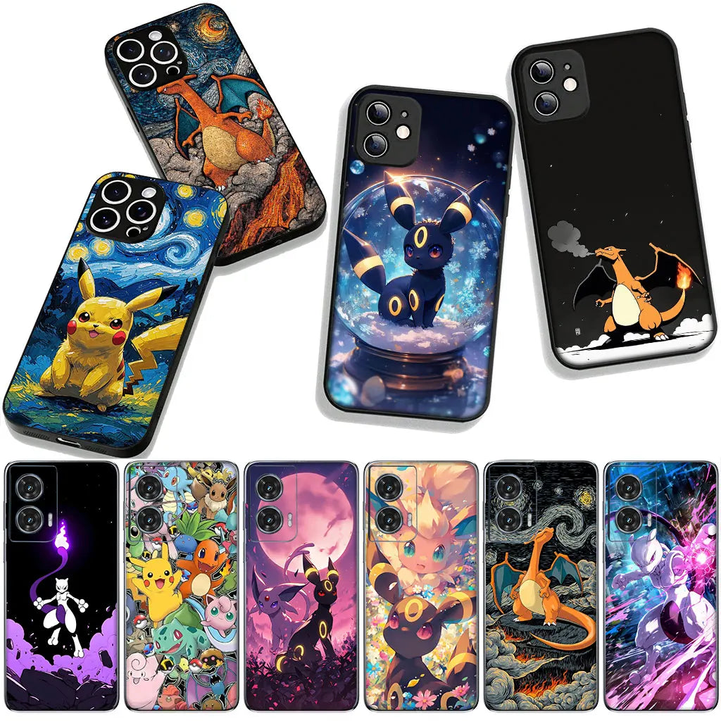 Charmander P-Pokemons Mewtwo P-Pikachus Phone Cover for Apple iPhone 16 15 14 Plus 13 12 Mini 17 Pro Max + ProMax 16E Air Case