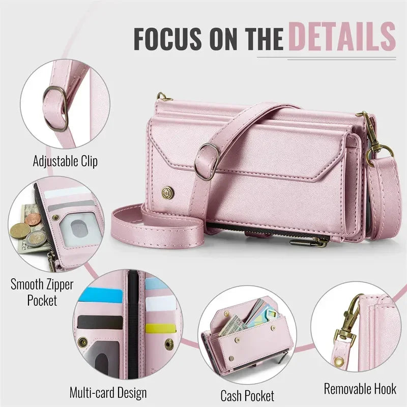 CaseMe Flip Leather Phone Case for Samsung Galaxy Z Fold 7 6 5 4 S26 Ultra S25 FE S24 Plus S23 S22 S21 Zipper Wallet Cards Cover