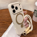 Magnetic Bracket Liquid Silicone Phone Case For iPhone Air 16 17 15 14 13 Pro Max for Magsafe Wireless Charing Wrist Strap Cover