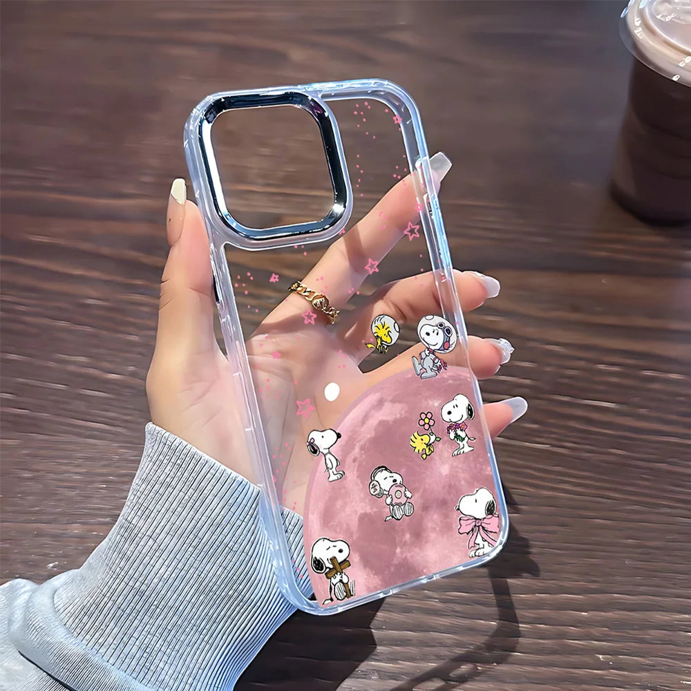 Cute Anime S-Snoopys Phone Case For iPhone 17 16e 16 15 14 13 12 11 mini Pro Max X XR XSMAX 8 7 Air Plus Transparent Soft Cover