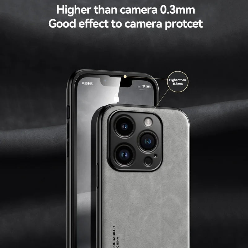 Luxury Magnetic Sheepskin Leather Case For iPhone 16 15 14 13 12 11 Pro Max XR XS X 8 7 Plus Shockproof Matte Soft Bumper Cover