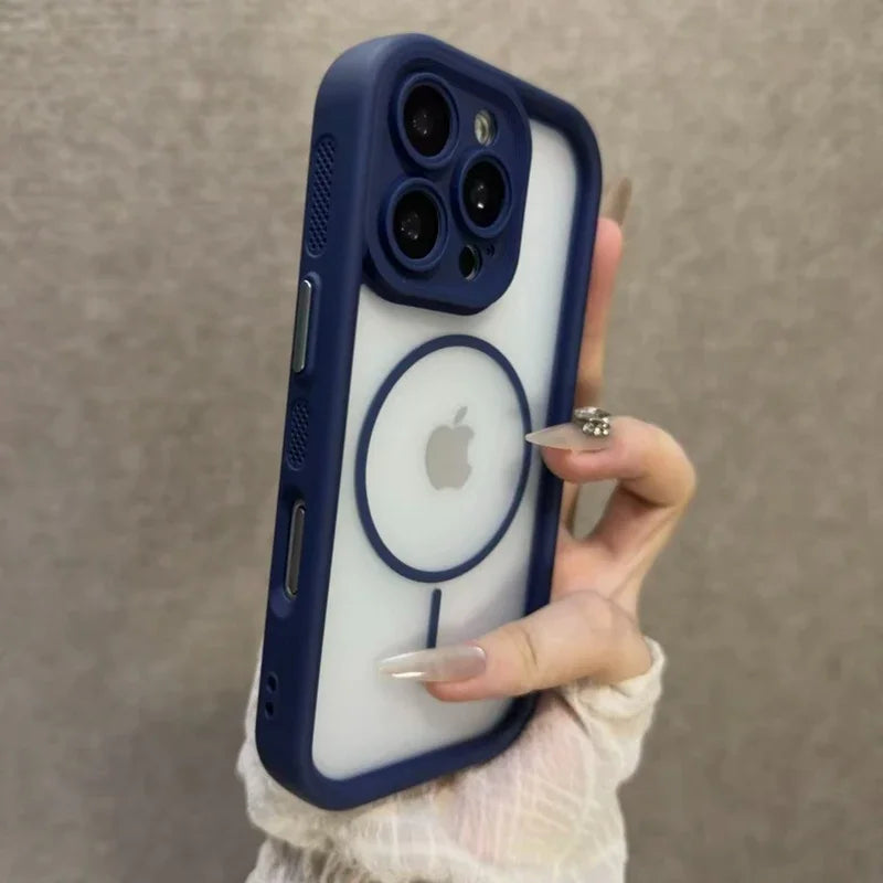 Luxury Matte For Magsafe Transparent Phone Case For iPhone 17 16 15 14 13 12 Pro Max Plus Air Magnetic Shockproof Bumper Cover