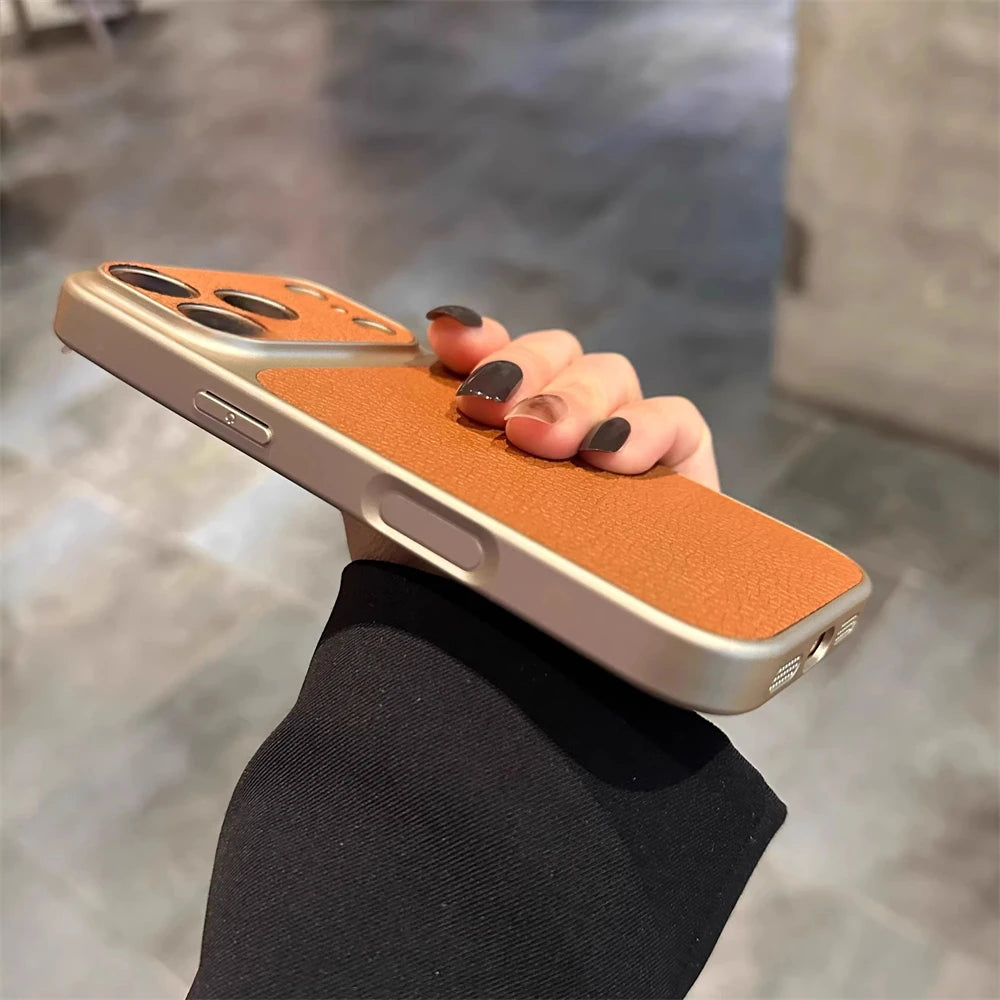 Luxury Litchi Texture Matte phone Case For iPhone 17 16 15 14 13 12 Pro Max Camera Protection Shockproof Instantly Turn 17 Cover