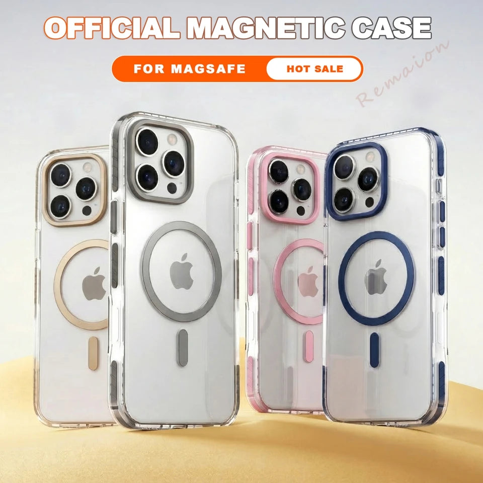 Clear Magnetic Phone Case for iPhone 17 16 15 14 13 12 11 Pro Max 14 15 Plus 17 Air Magsafe Official Transparent Protector Cover