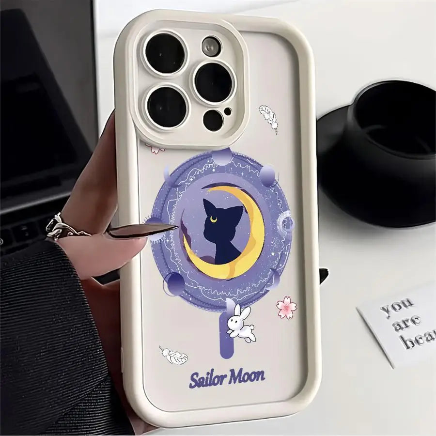 Phone Case for iPhone 17 Air 13 12 11 Pro Max 15 16 14 Plus XS Max 16e XR Soft Cover Sailor Moon Cat Manga