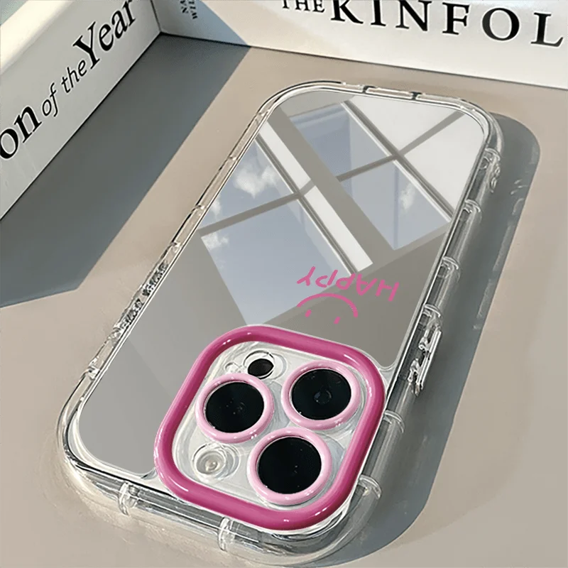 Playful Smile Makeup Mirror Phone Case For iPhone 17 16 14 13 12 11 Pro Max 7 8 Plus SE2 X XS XR Cover For iPhone 16E Hard Cases