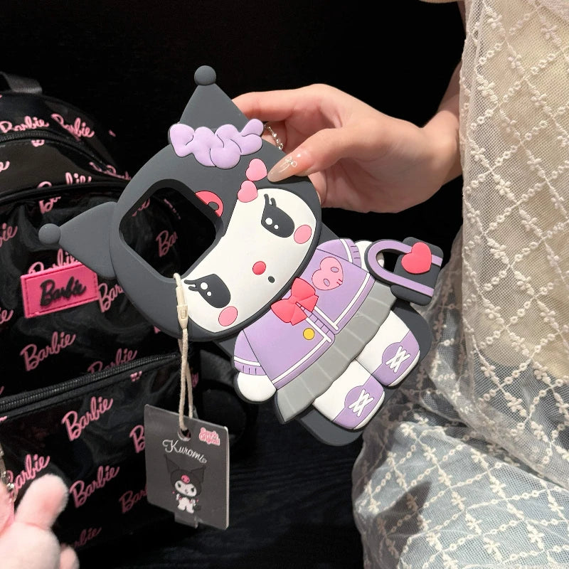 Cute 3D Cartoon Kuromi Phone Case for iPhone 17 Pro17 16 15 14 13 12 11 Pro Max 16 Plus Shockproof Soft Silicone Phone Cases