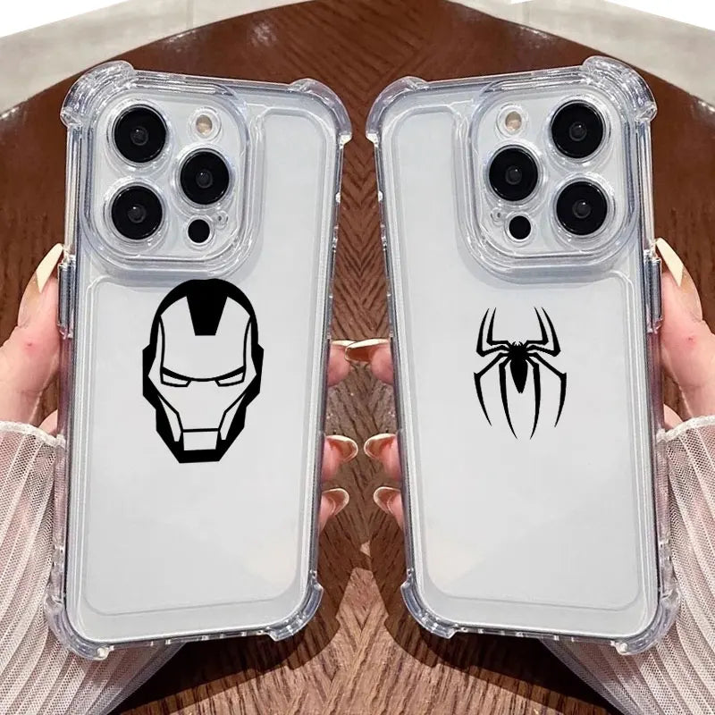 Marvel Spiderman Ironman Clear Case For iPhone 17 16 15 14 13 12 11 Pro Max 16e 17e Air 13 Mini 15 Plus XS XR X 7 8 Phone Cover