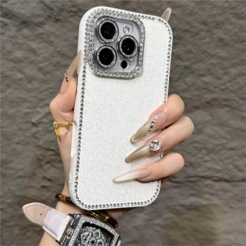 Aesthetic Shining Diamond Case For iPhone 16 15 14 13 12 Pro Max Plus 11 Luxury Full Rhinestones Candy Jelly Hard Acrylic Cover