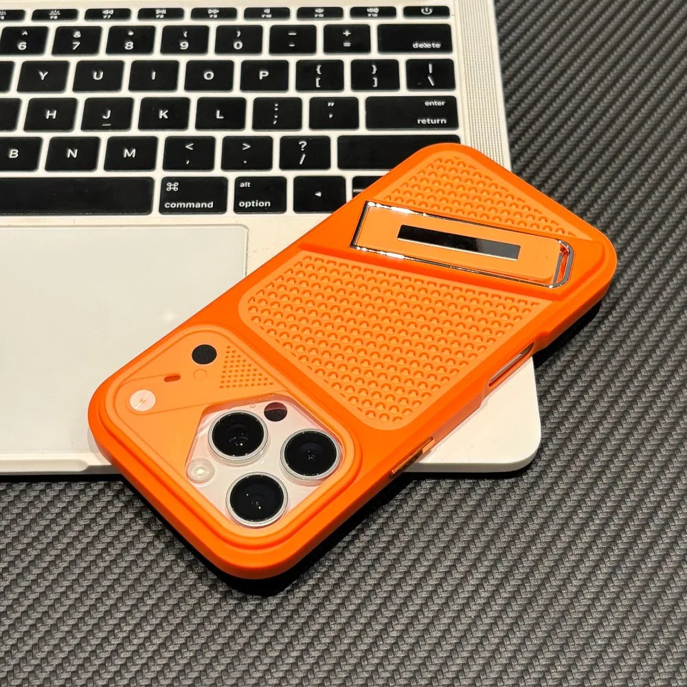 Heat Dissipation Folding Stand Holder Case For iPhone 17 Pro Max Air 16 Plus 11 12 13 14 15 Pro Shockproof Turn to 17 Hard Cover