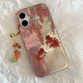 Vortex pattern painted calligraphy flower branch koi phone case with koi pendant for iPhone 11 12 13 14 15 16 17 pro max