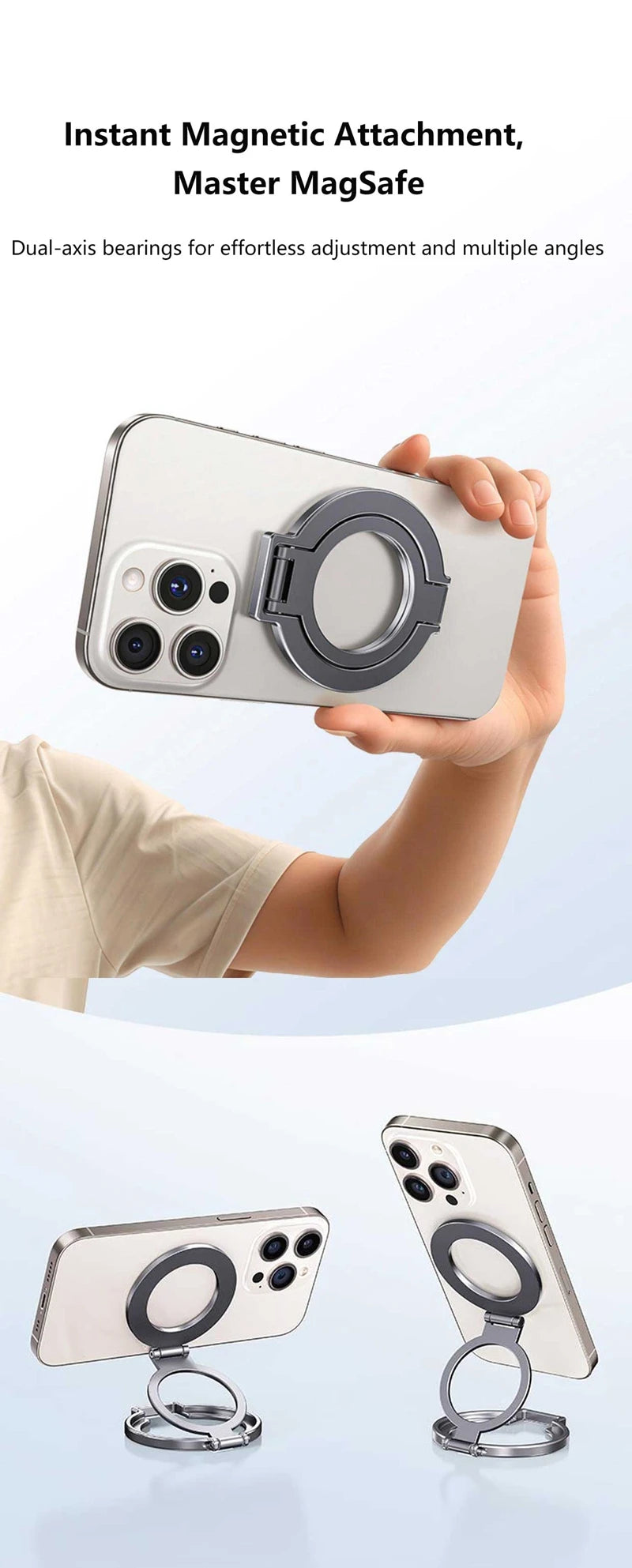 360° Rotation Magnetic Finger Ring Phone Holder Aluminum Alloy Foldable For iPhone 17 16 15 14 13 12 Pro Max 2026
