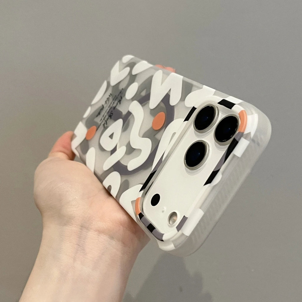 Graffiti Art Phone Case for iPhone 17 Pro Max 16 15 MagSafe Magnetic Charging Camera Shockproof Matte Back Cover Silicone Fundas