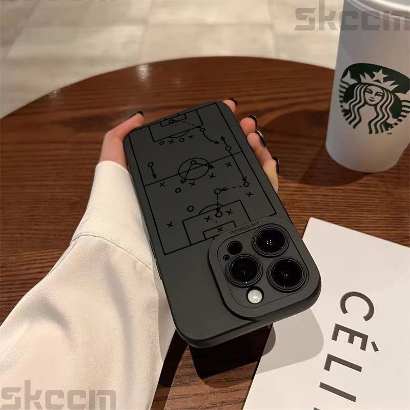 Case For iPhone 17 16 15 14 13 12 11 Pro Max 16E XS X XR 7 8 Plus Cases Football Basketball Tactical Board Pattern Phone Cover