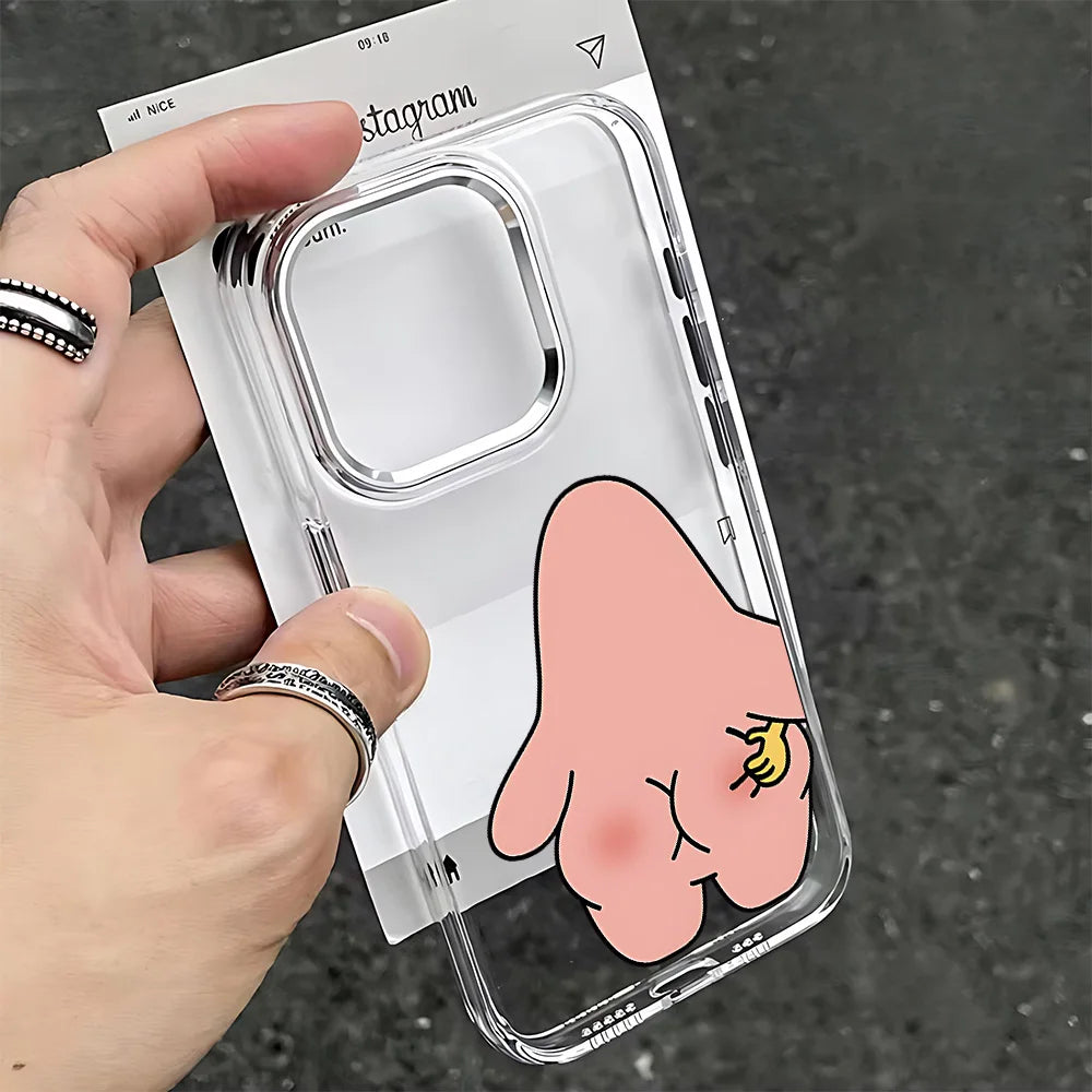 Fun S-SpongeBobs Pinch Butt Phone Case For iPhone 17 16e 16 15 14 13 12 11 mini Pro Max X XR XSMAX 8 7 Air Plus Clear Soft Cover