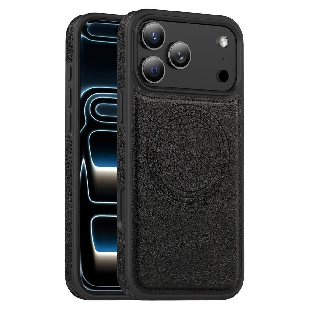 Magnetic Wireless Charging Back Leather Case For apple iPhone 17 Pro Max Air 16e 17e 16 15 14 Plus 13 Shockproof Magsafe Cover