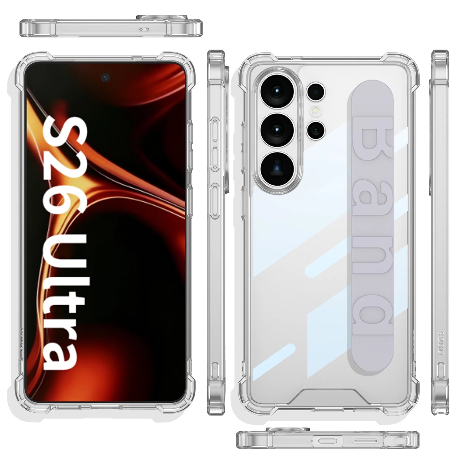 Transparent Elastic Wristband Phone Case for Samsung Galaxy S26Ultra S26Plus S26 Shockproof Airbag Cover for Samsung S26 Ultra