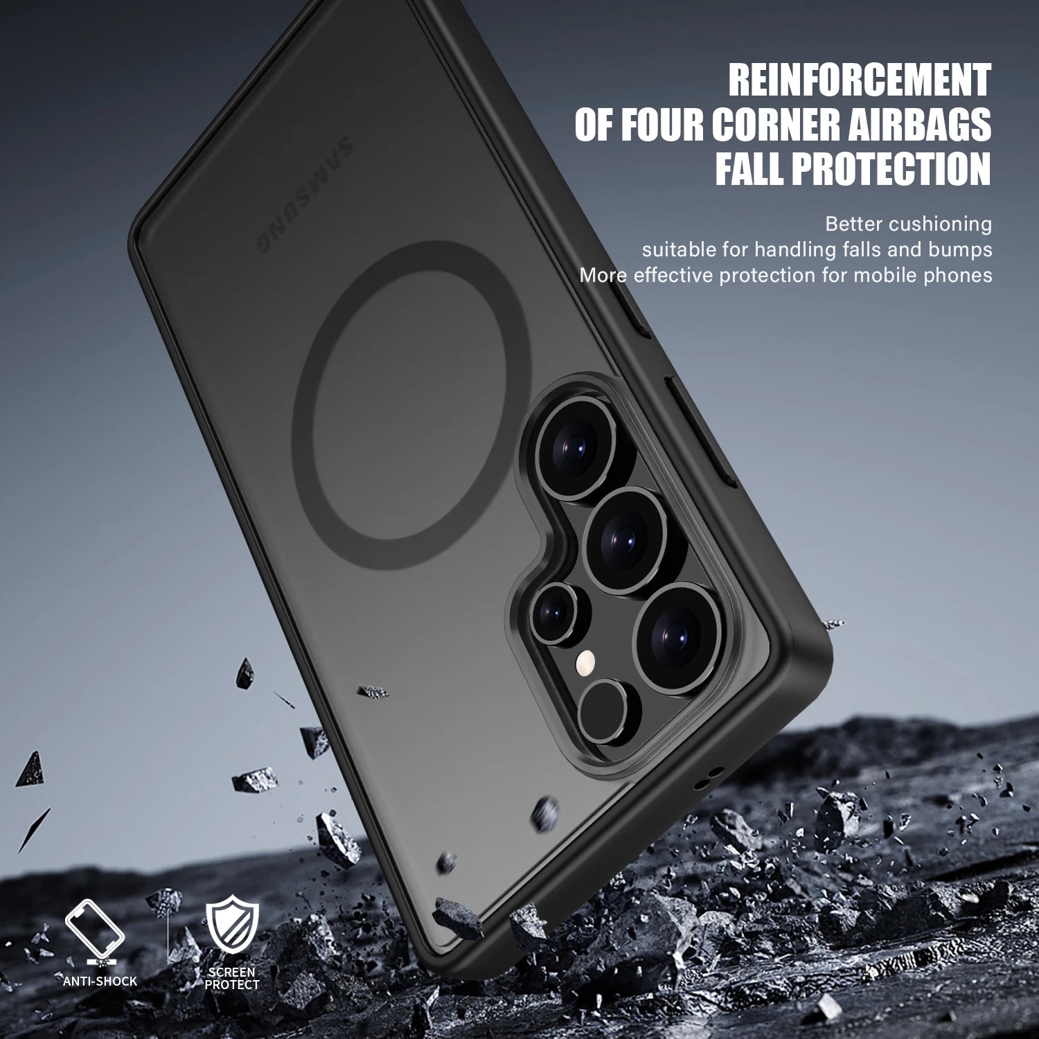 Matte Clear Magnetic Charging Phone Case For Samsung Galaxy S26 S24 S25 Ultra S24+ S25+ Shockproof PC Back TPU Edges Cover