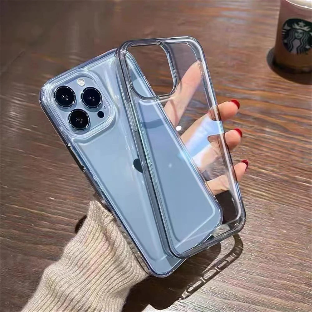 Candy Transparent HD Bumper Case For iPhone 16 15 Pro Max 14 13 12 11 X Xs Max XR 7 8 Plus Mini SE Shockproof Original Cover