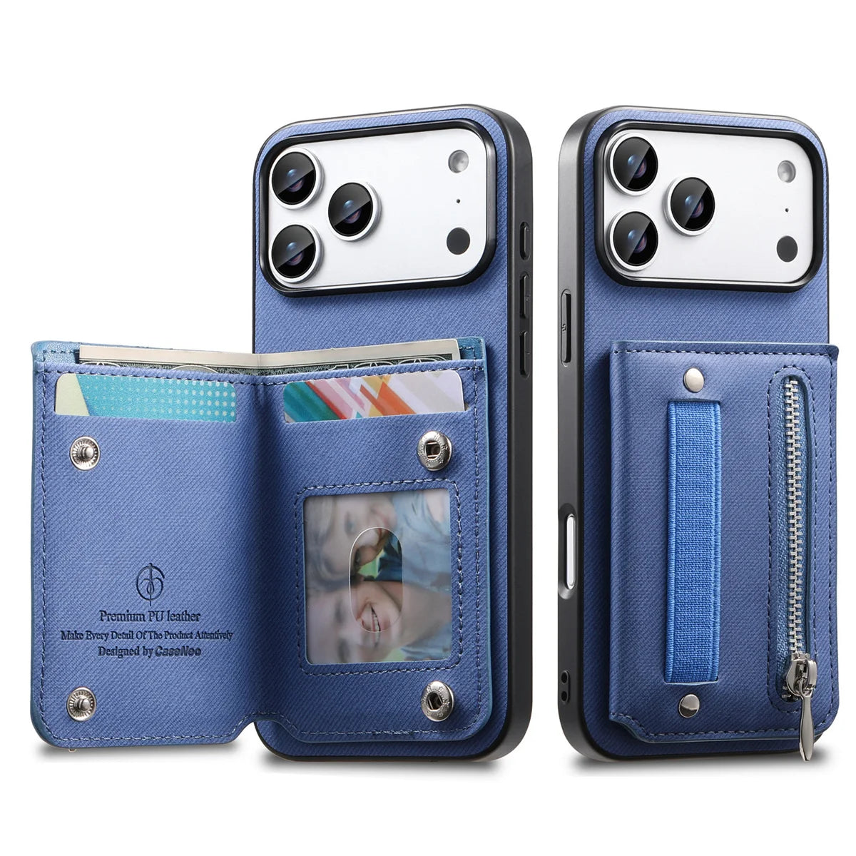 Wrist Strap Flip RFID Wallet with Card Holder Phone Case for IPhone Air 17 16E 16 Plus 15 14 13 12 11 Pro Max Leather Cover