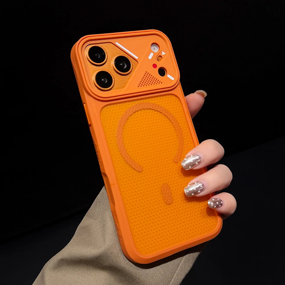 Luxury Armor Magnetic Phone Case For iPhone 17 13 12 14 16 15 Pro Max Plus For Magsafe Acrylic Heat Dissipation Shockproof Cover