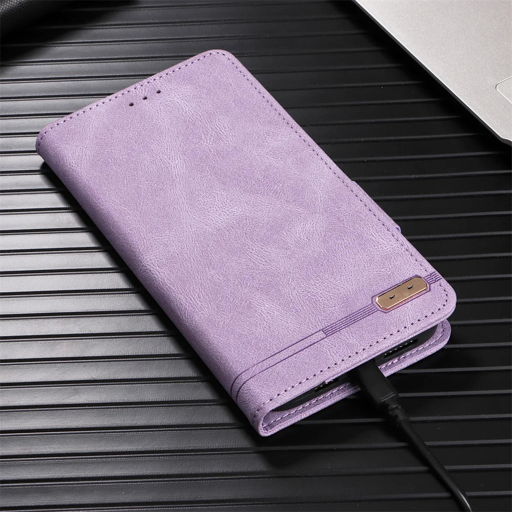 Luxury Flip Leather Slot Card Holder Wallet Phone Case For Samsung Z Fold 7 6 5 4 3 2 fold6 fold4 fold3 fold2 Shockproof Cover
