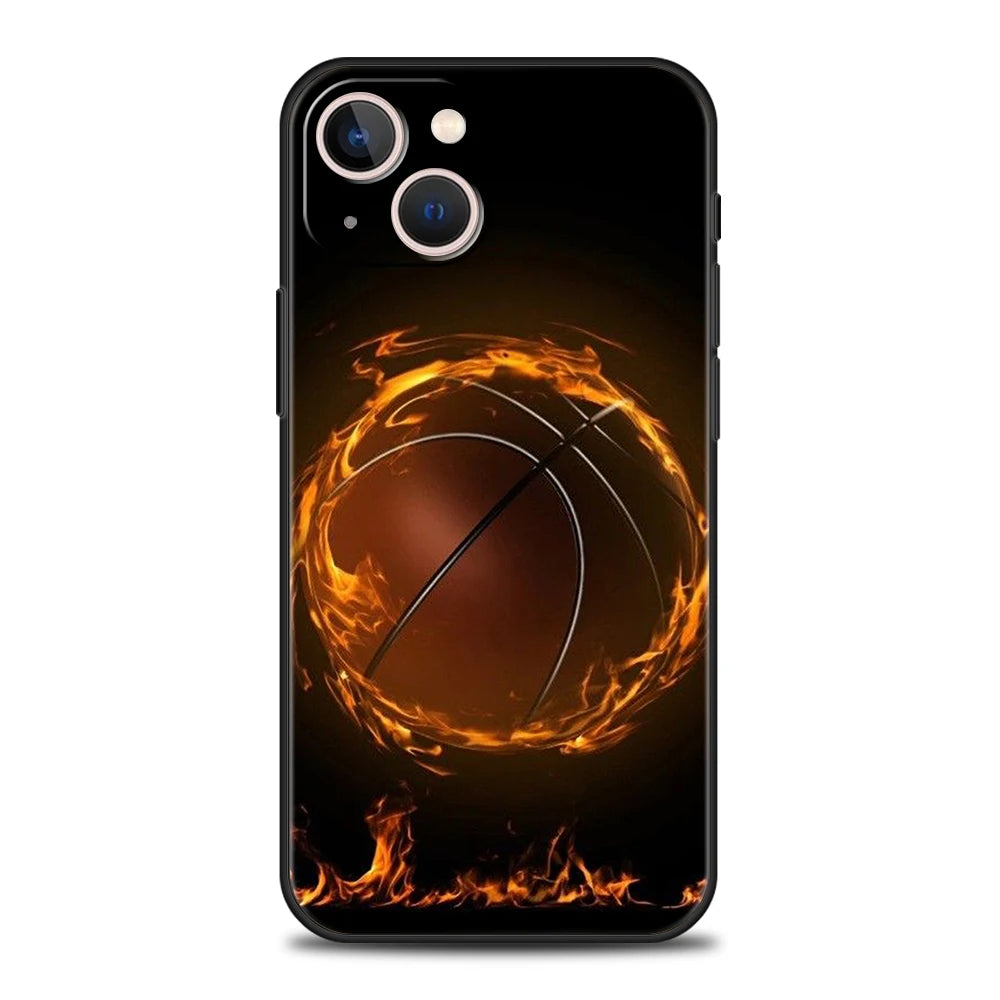 Football Sport Phone Case Cover for iPhone 15 14 13 12 Pro Max XR XS X 11 7 8 Plus SE 2020 13 Mini Silicone Soft Shell Capas Bag