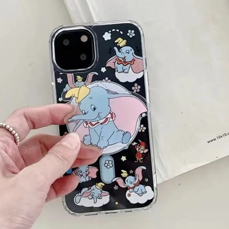 Korea Cute Disney Dumbo For Magnetic Phone Grip Holder, Foldable Stand for MagSafe Compatible Phones, 3D Cartoon Acrylic Design
