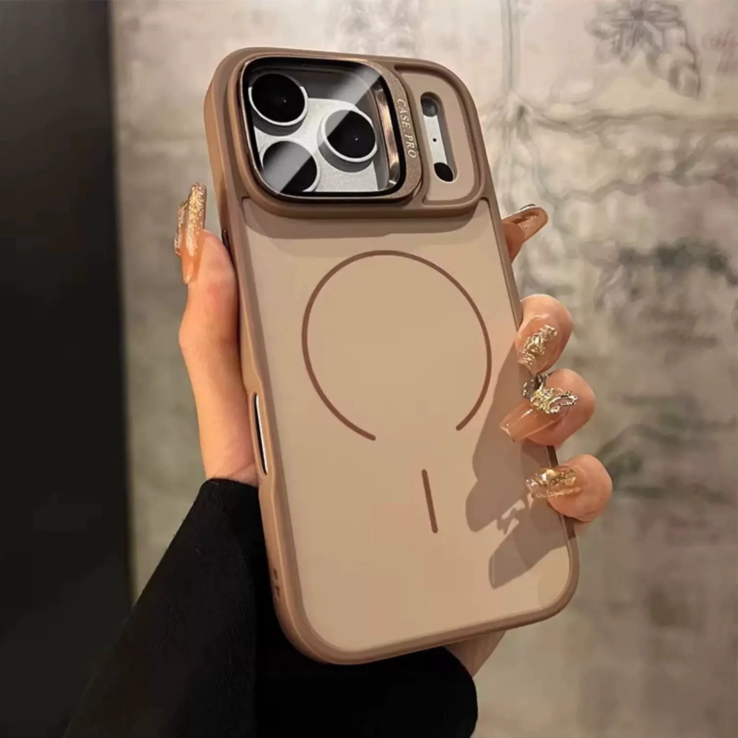 for Magsafe Camera Glass Bracket Phone Case for iPhone 17 Air 16 15 14 Plus 13 Pro Max TPU Magnetic Wireless Charge Matte Fundas