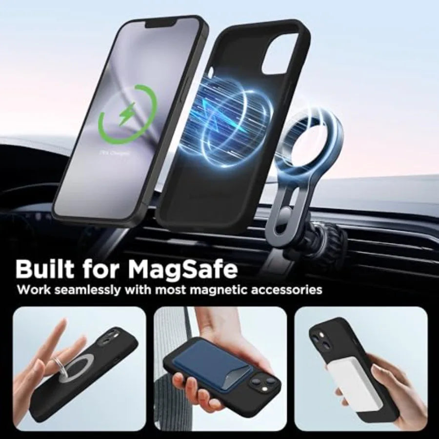 Magnetic for iPhone 13 Case iPhone 14 Case, Compatible with MagSafe, [Soft Anti-Scratch Microfiber Lining], Slim Liquid Silicon