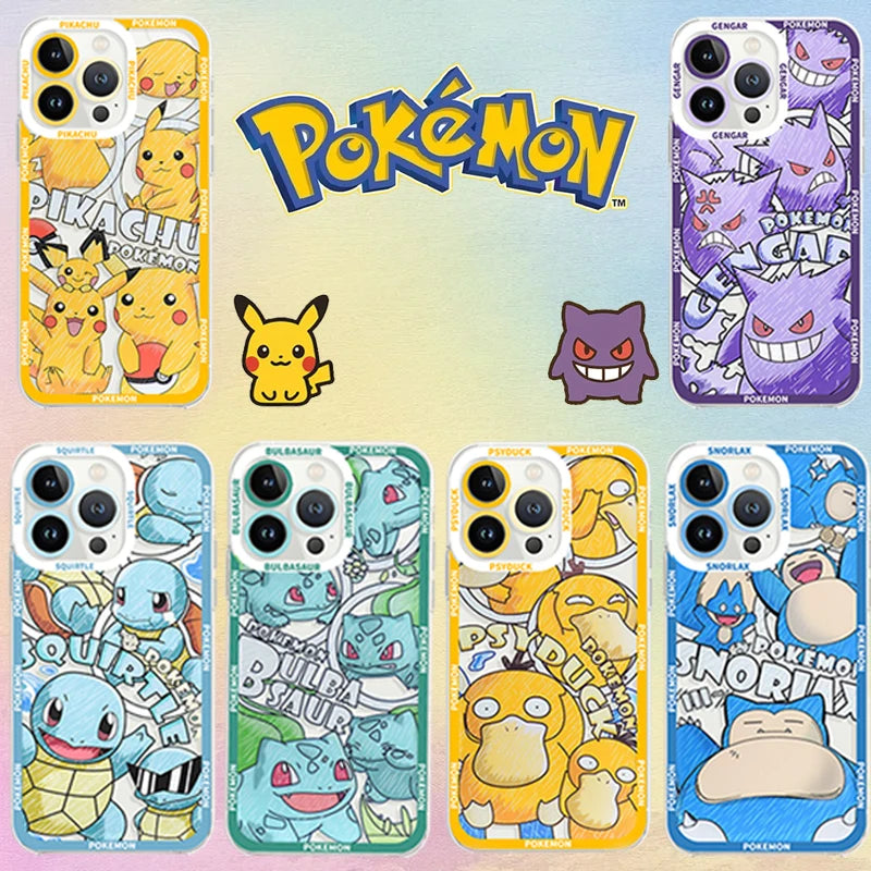 Cartoon P-Pokemon Pikachu Phone Case for iPhone 17 Air 15 14 13 12 11 Pro Max 16 15 14 Plus Shockproof Soft Silicone Back Cover