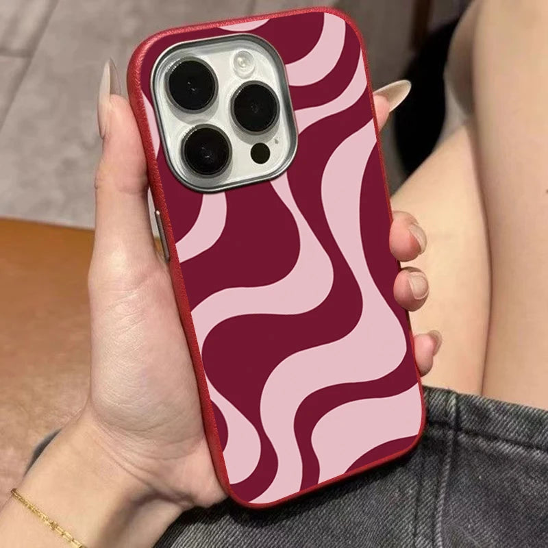 Retro Pink Abstract Wave Pattern Phone Case For iPhone 17 16 Pro 16E 15 14 13 12 11 Pro Max 17 Air X XR XS 7 8 Plus Sof't Cover