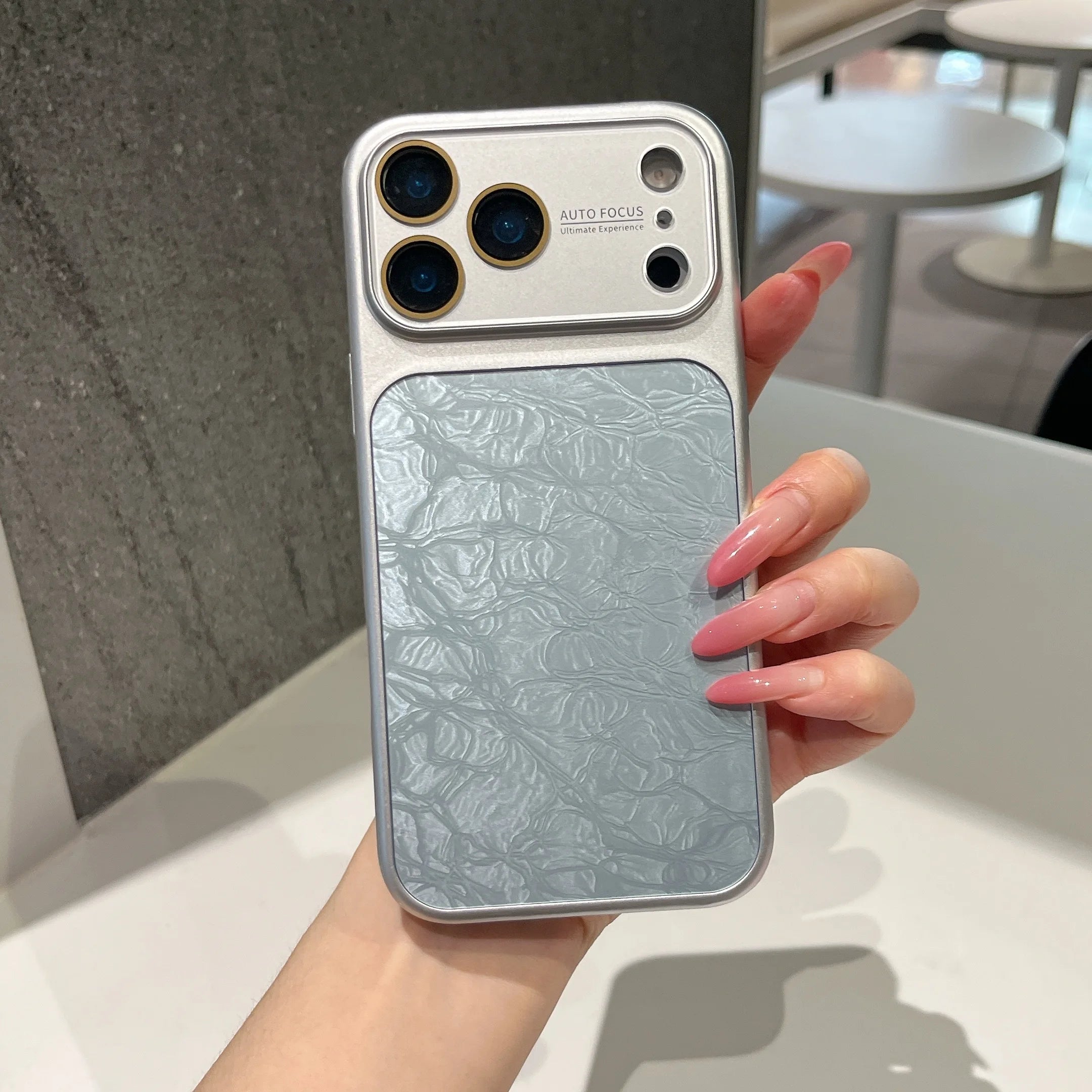 Business Ice Crack Leather Instantly Change Case For iPhone 17 16 15 14 13 Pro Max Large Window Shockproof Protector Matte Cover