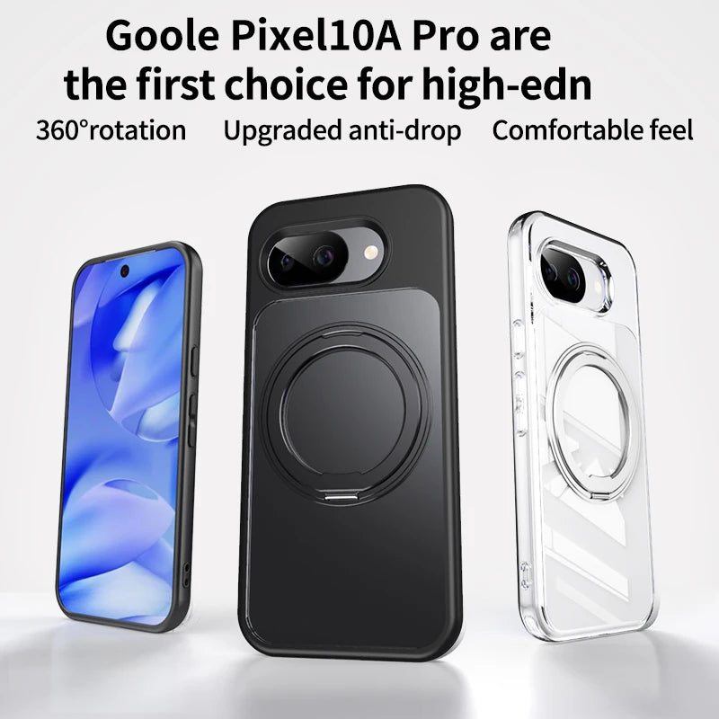 For Google Pixel 10a Case For MagSafe Magnetic 360 Holder Ring Cover Matte Transparent Shell Shockproof Bumper