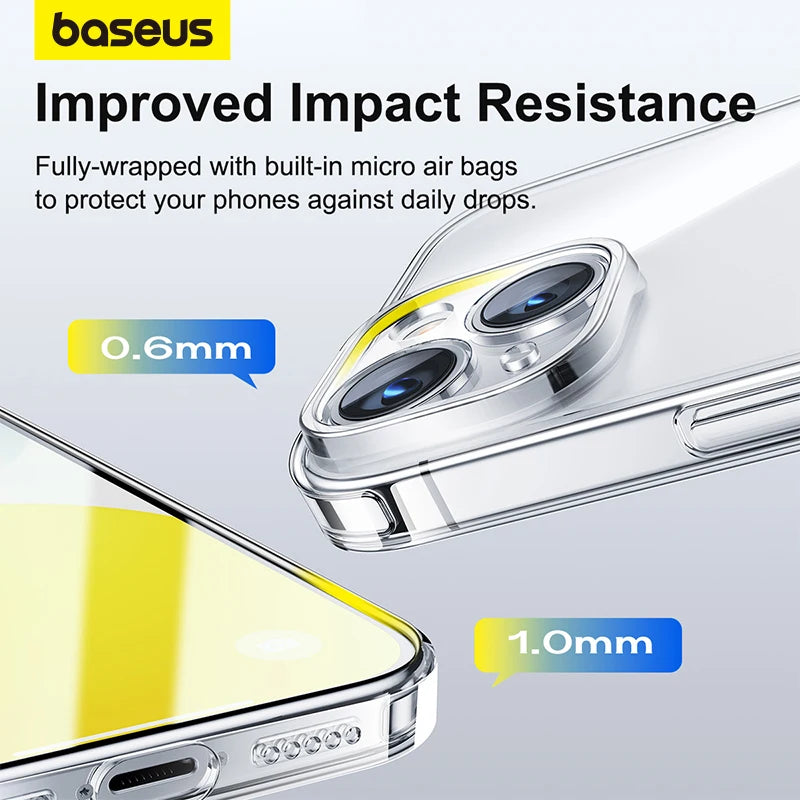 Baseus Clear Case for iPhone 15 Pro Max Plus Case Soft TPU Full Lens Shockproof Transparent Phone Procetor for iPhone 15 Cover