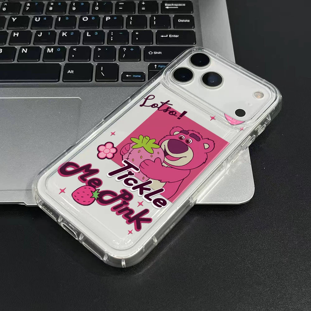 Cartoon L-Lotsos Bear Phone Case for Apple iPhone 17 Air 16 15 14 Plus 13 12 11 Pro Max Airbag Anti Drop Cover