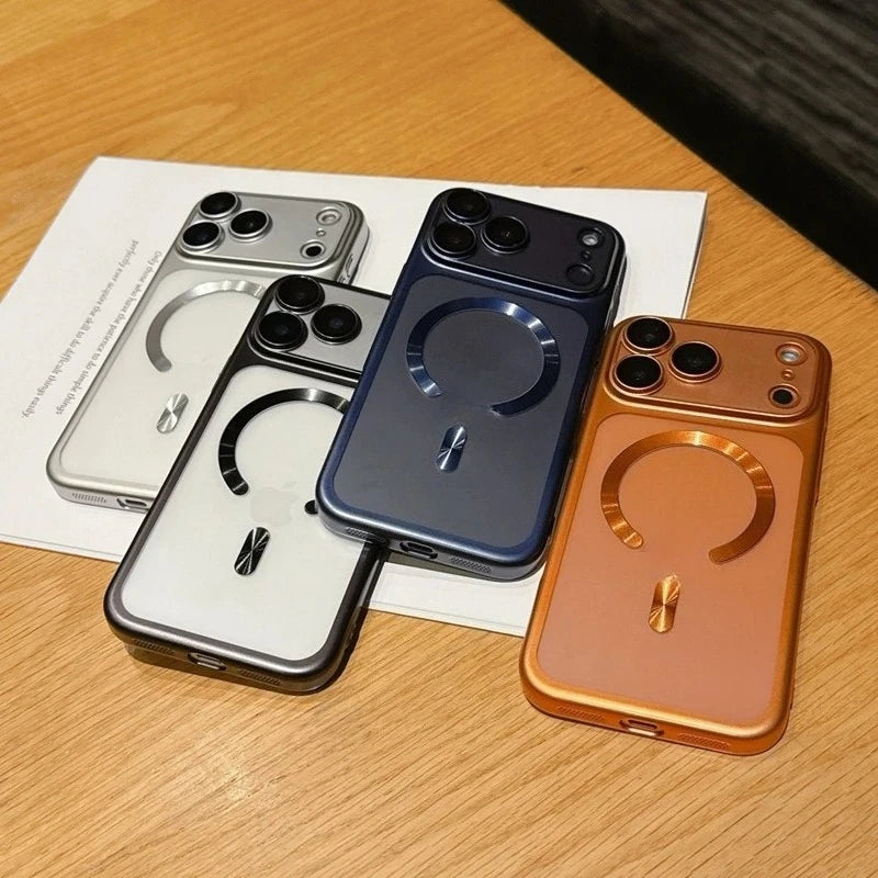 Luxury Matte For Magsafe Transparent Phone Case For iPhone 17 Pro Max Air 11 12 13 14 15 16 Plus Magnetic Bumper Hard PC Cover