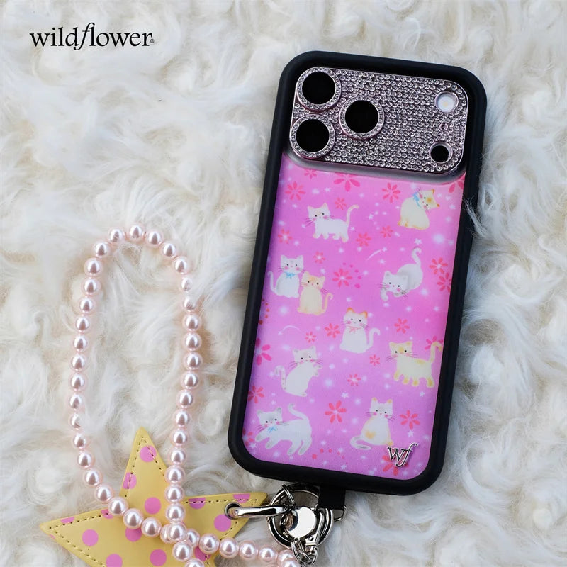 Wildflower INS personality Claire Drake Phone Case For iPhone 11 12 13 14 15 16 17Pro Max Plus cartoon Cute Pink kitten wf Cover