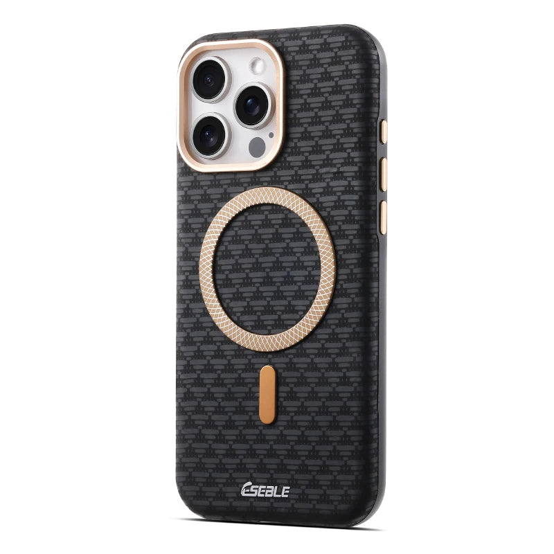 For Magsafe Magnetic Luxury Solid Color Triangle Pattern Phone Case for iPhone 17 Pro Max 15 13 14 16 Pro Max Bumper Back Cover