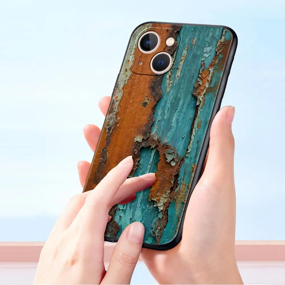 Vintage Industrial Style Rusty Phone Case Cover for iPhone 17 16 15 14 13 12 11 Pro Max 17 Air Plus Shockproof Soft TPU Shell