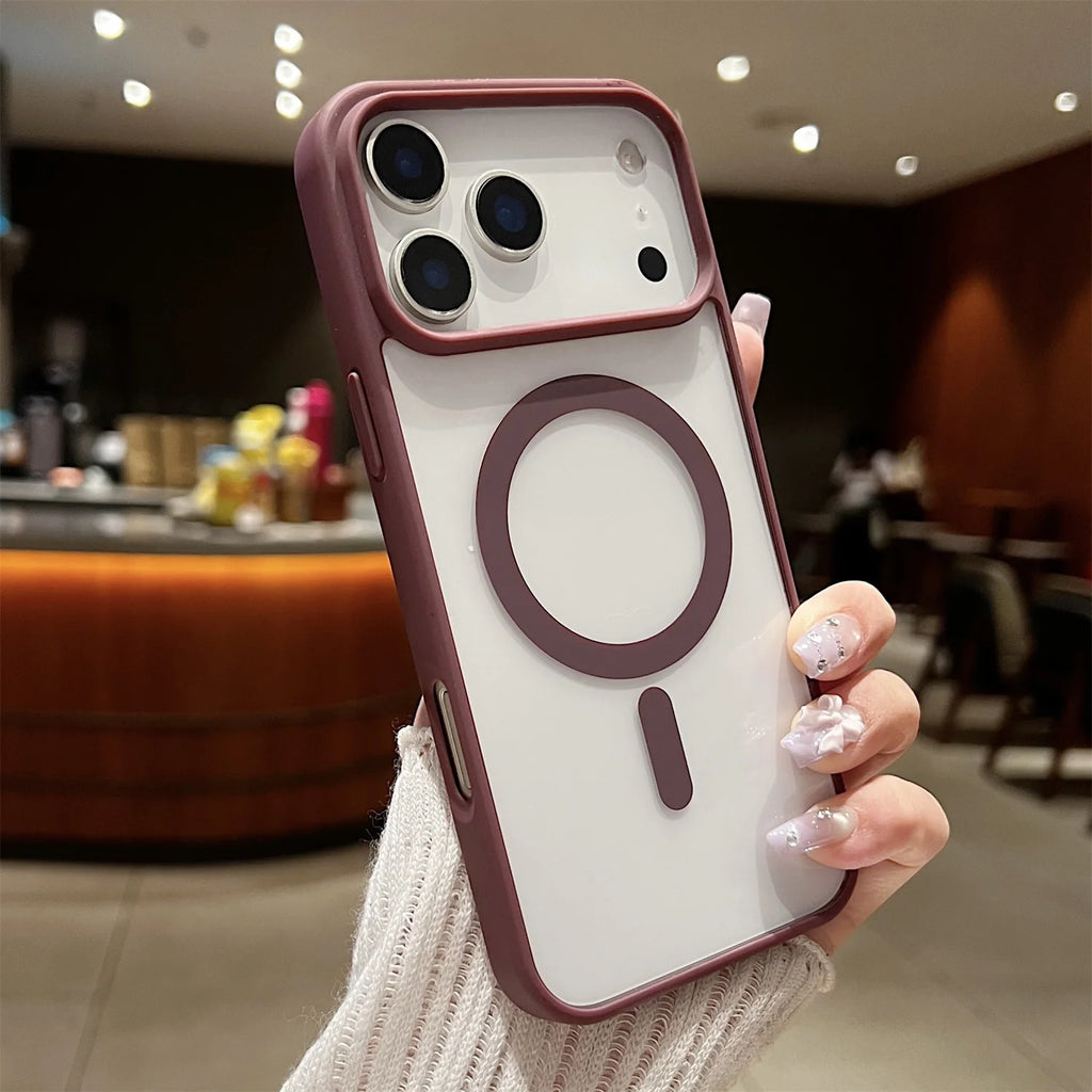 Hard Protect Case For iPhone 17 AIR 16 E 15 14 13 12 11 Pro Max Transparent Magsafe Case Frosted Candy Wireless Charging Acrylic