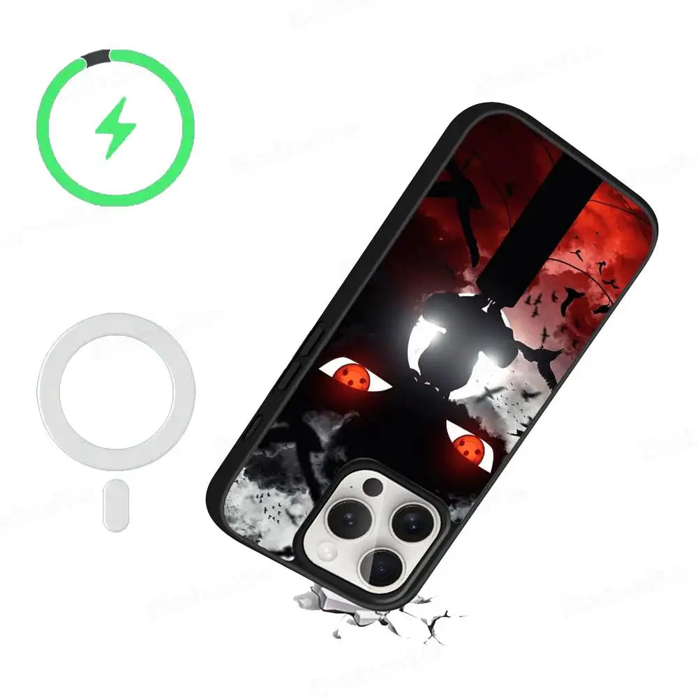 Classic Anime U-Uchiha Itachi Black For Magsafe Magnetic Phone Case For iPhone 16 15 17 Pro Max 11 12 13 14 Plus Cover